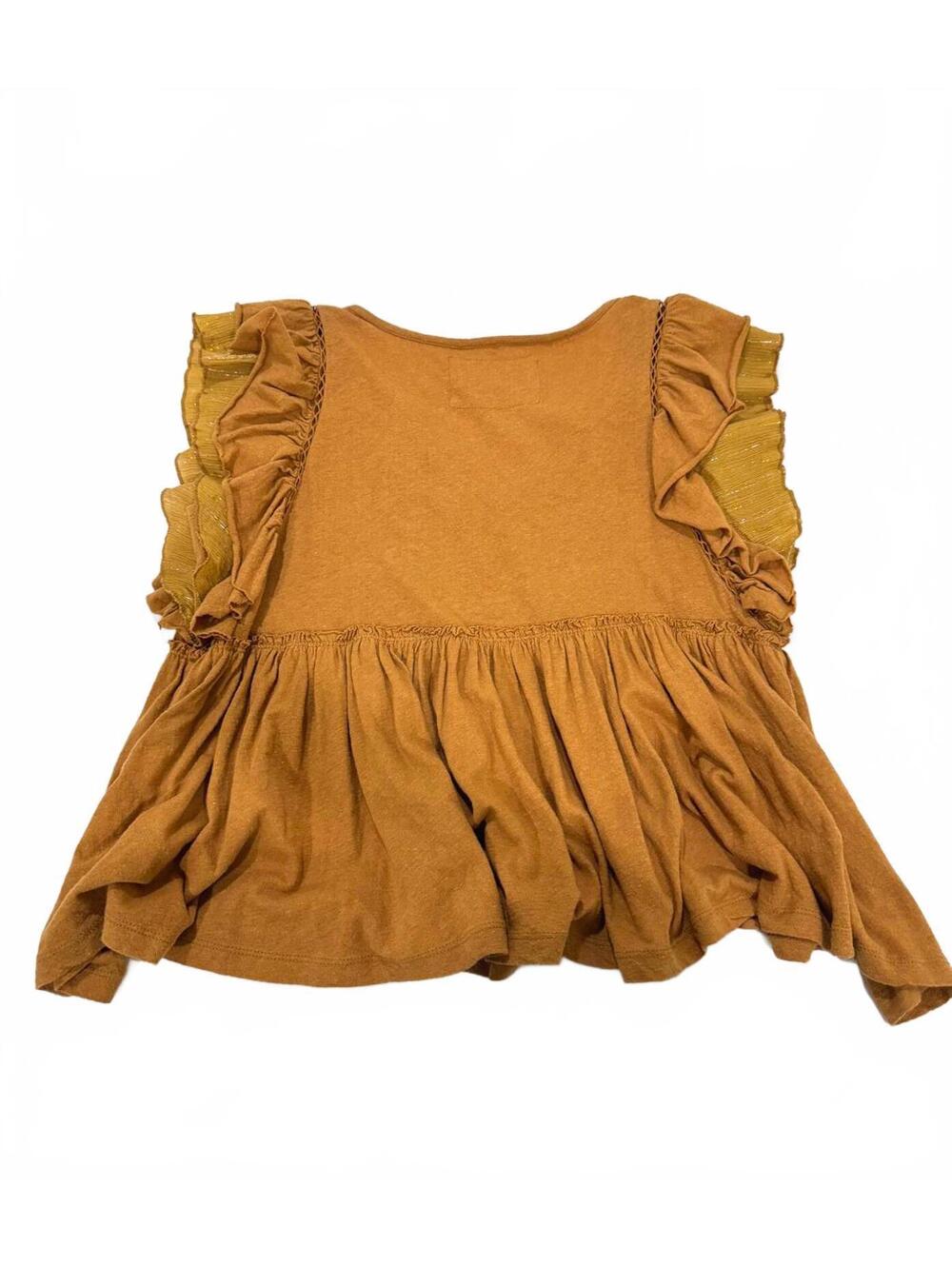 Anthropologie Rust Caroline Boho Flutter Sleeve Babydoll Blouse Top Size XS - Picture 4 of 9